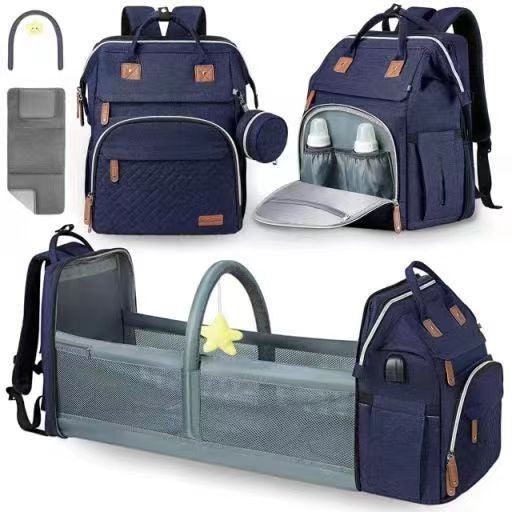Mochila multifuncional para fraldas de cama, bolsa para troca de fraldas de bebê