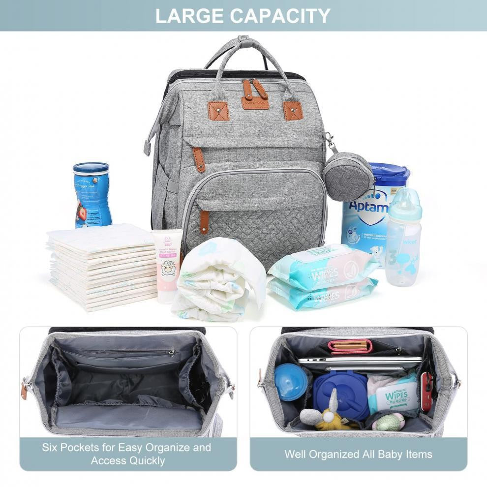 Mochila multifuncional para fraldas de cama, bolsa para troca de fraldas de bebê